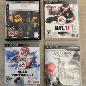 Untested Sony PS3 Lot 4 Games Lair Assassin's Creed III NCAA Football 11 NHL 11